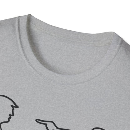 La Linea vs Trump Funny T-Shirt, Nostalgia Tee, Unisex Softstyle Top, Retro Cartoon Shirt, Gift for 70s Kids, Christmas gift, MAGA
