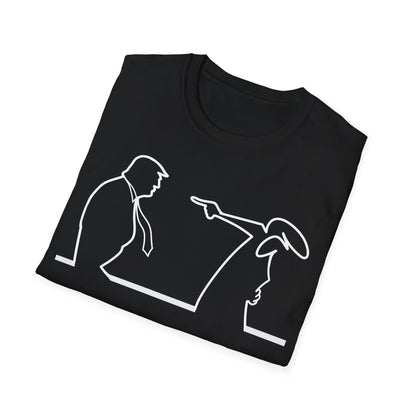 La Linea vs Trump Funny T-Shirt, Nostalgia Tee, Unisex Softstyle Top, Retro Cartoon Shirt, Gift for 70s Kids, Christmas gift, MAGA